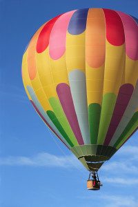 A hot air balloon high in the sky.